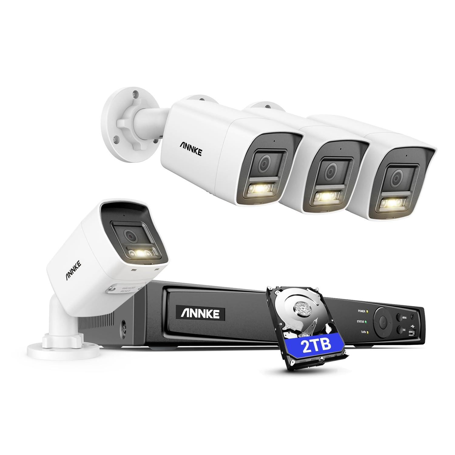 ANNKE H1200 12MP Security Camera System, 8CH NVR and 4 X 12 Megapixel UHD PoE Surveillance IP Camera with Smart Dual Light, Human&Vehicle Detection, Color Night Vision, 2TB Hard Drive Included