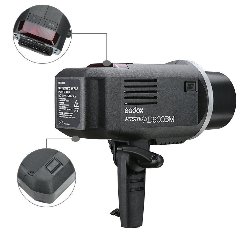 Godox AD600BM Bowens Mount 600Ws GN87 High Speed Sync Outdoor Studio Flash Strobe Monolight Light with 2.4G Wireless X System & 8700mAh Battery+ 15x17cm Softbox & Filter