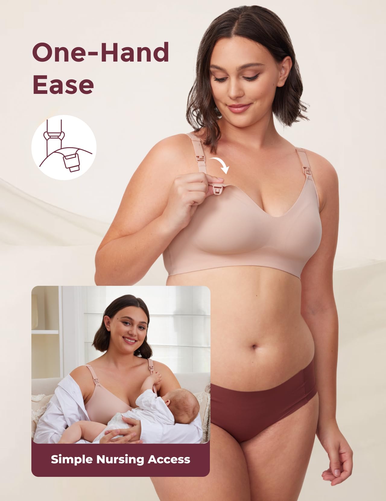 Momcozy Nursing Bras for Breastfeeding, YN21 Seamless Ultra Comfort Maternity Bra, Natural Shape, Pregnancy Sleep Bralette