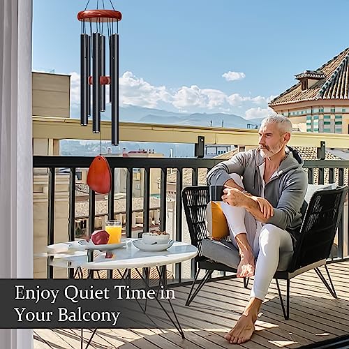 Bursvik Large Aluminium Wind Chimes 37 Inches to Create a Zen Atmosphere Suitable for Outdoor, Garden, Patio Decoration. Classic Wind Chimes with Wind Catcher Suitable as A Gift for Unisex,Silver Grey
