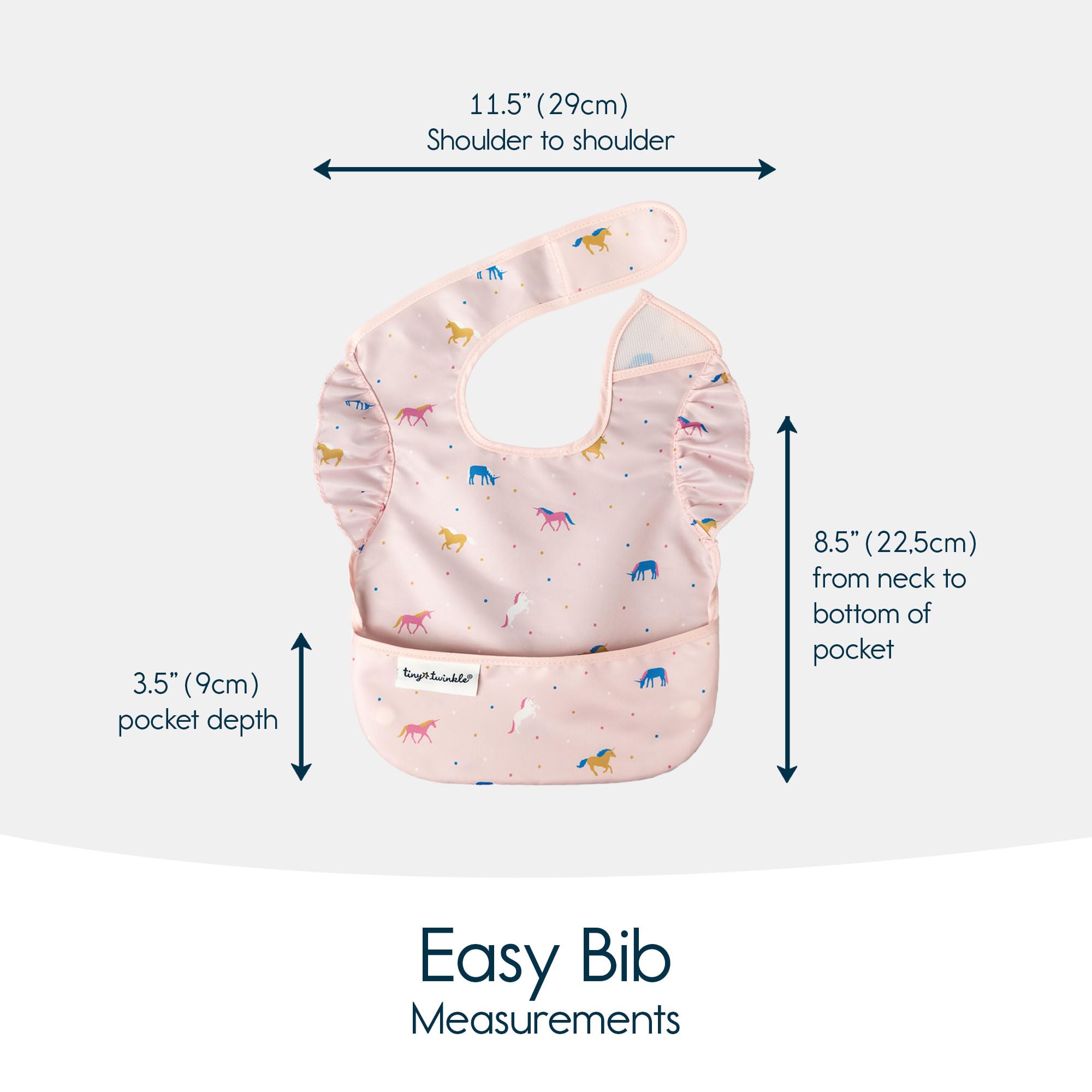 Tiny Twinkle Mess-Proof Baby Bib - Waterproof Bib for Baby Girl - Machine Washable - Adjustable Closure - PFAS, PVC, BPA, Phthalate Free - Baby Food Bibs (3 Pack, Boho, Unicorn)