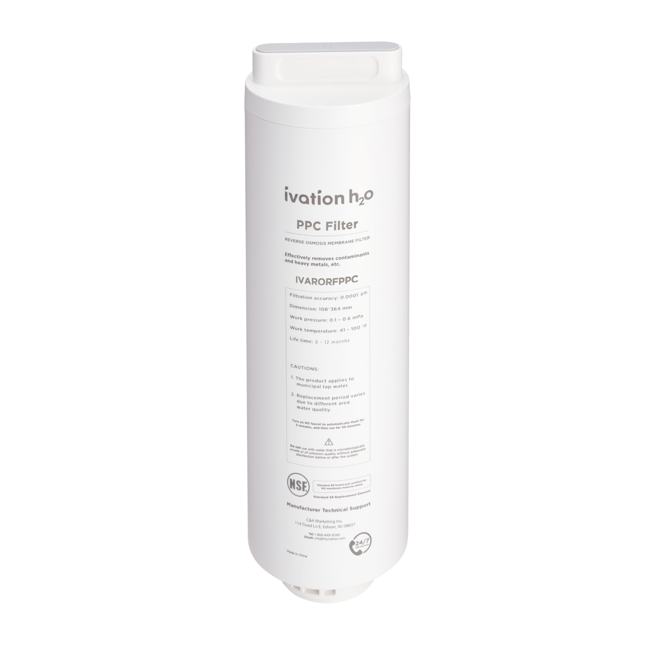 Ivation H2O Reverse Osmosis Under Sink Tankless Water Purifier Replacement PPC Composite Filter IVARORFPPC