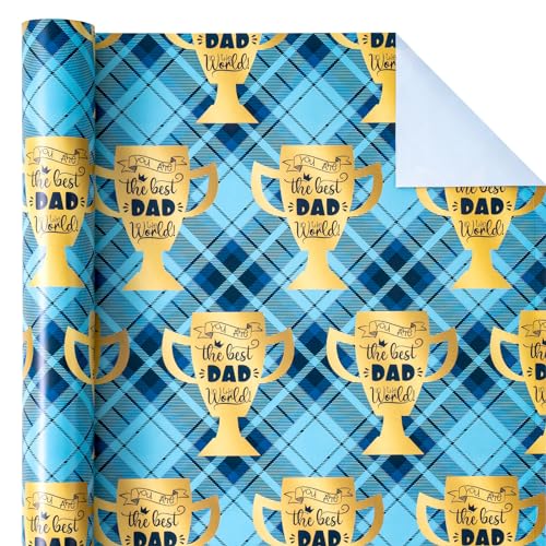 WRAPAHOLIC Father's Day Wrapping Paper - Mini Roll - 17 Inch X 33 Feet - You Are the Best Dad in the World Design for Party, Holiday