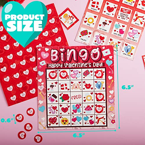JOYIN 28 Players Valentine's Day Bingo Card for Kids and Adults, for Family/School Classroom Large Group, Party, Treats, Game