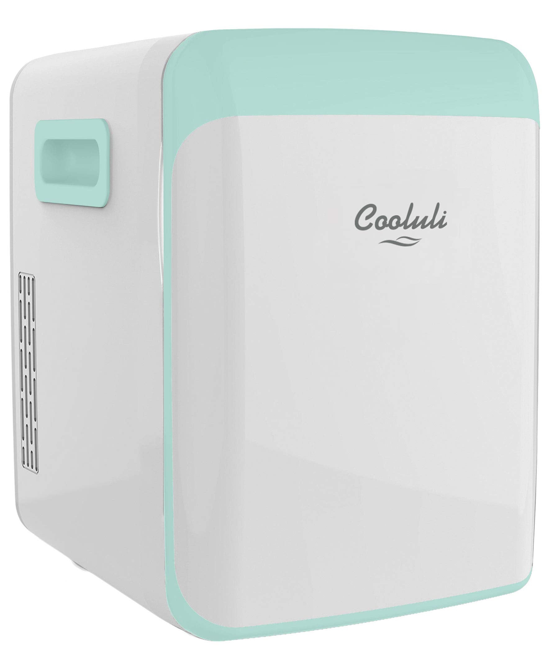 Cooluli 15L Mini Fridge for Bedroom - Car, Office Desk & College Dorm Room - 12V Portable Cooler & Warmer for Food, Drinks, Skincare, Beauty, Makeup & Cosmetics - AC/DC Small Refrigerator (Turquoise)