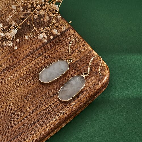 FILMOON Natural Crystal Healing Stone Earrings Statement Pink Earrings Stone Dangle Earrings for Women