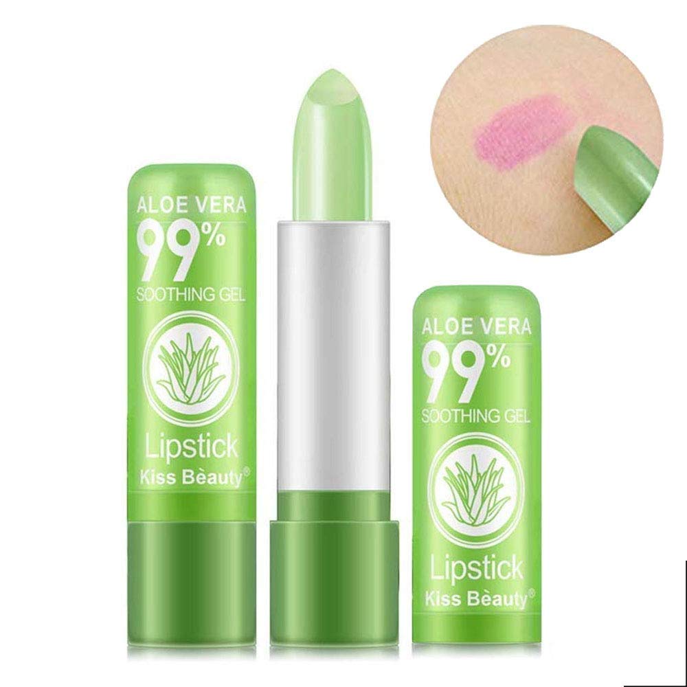 firstfly 2 Pack Aloe Vera Lipstick, Long Lasting Nutritious Lip Balm Lips Moisturizer Magic Temperature Color Change Lip Gloss