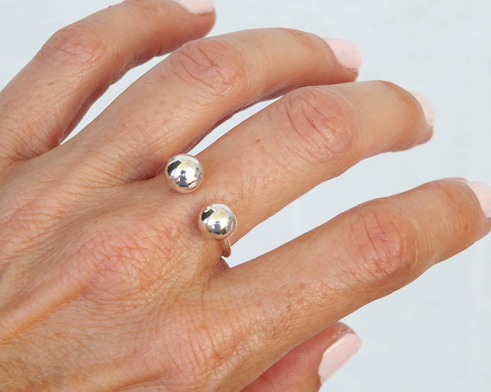 925 Sterling Silver 7mm Balls Open Ring Size 7 for women - Elegant yet Dainty Ring | Handmade by MiYa Jewelry creations