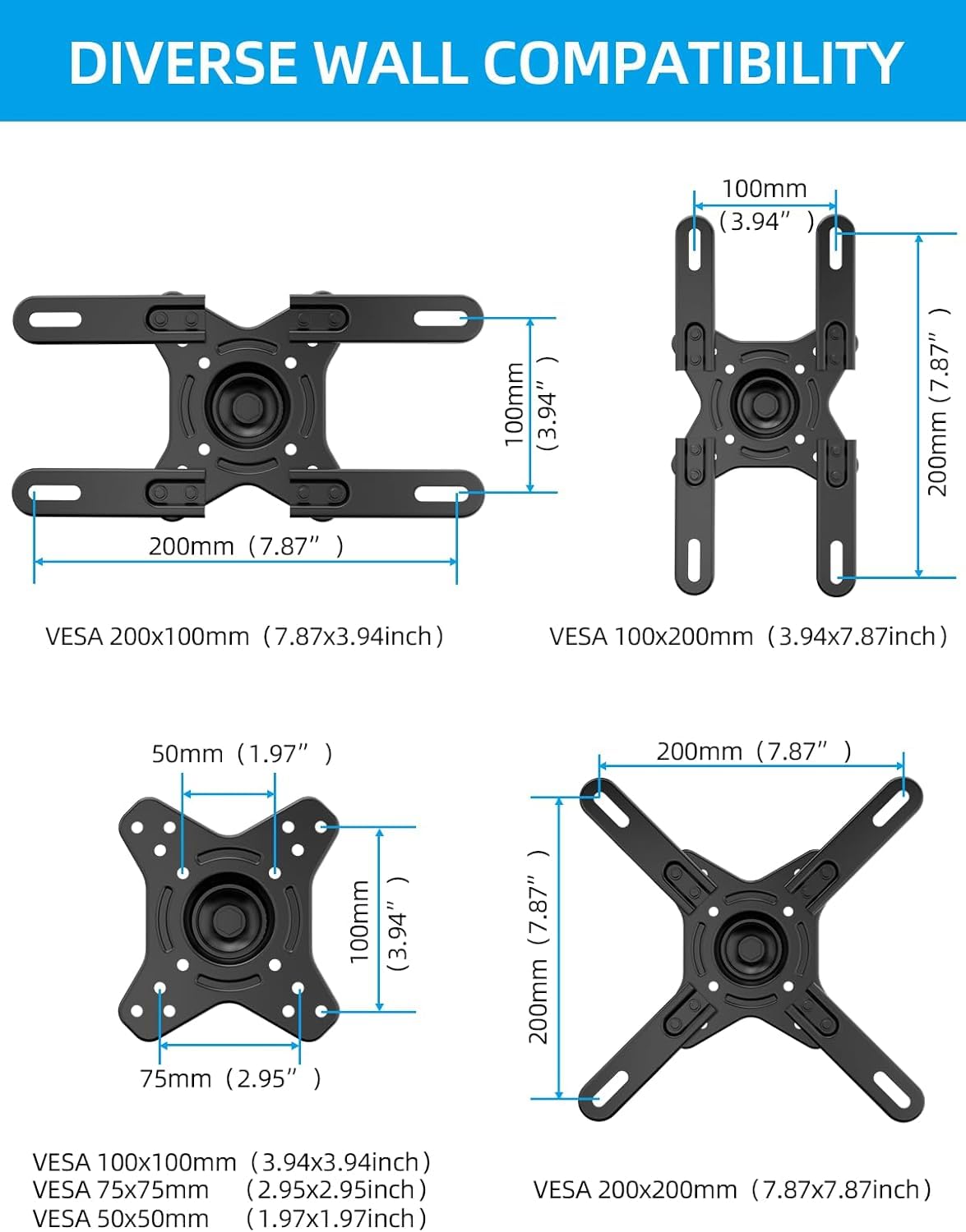HOME VISION Full Motion TV Wall Mount, [360° Rotation] [180° Swivel] [21.9" Extend Arm] TV Mount for 17-42inch Flat Curved Screen TV, Monitor Wall Mount TV Bracket, Max VESA 200x200mm, up to 33 Lbs
