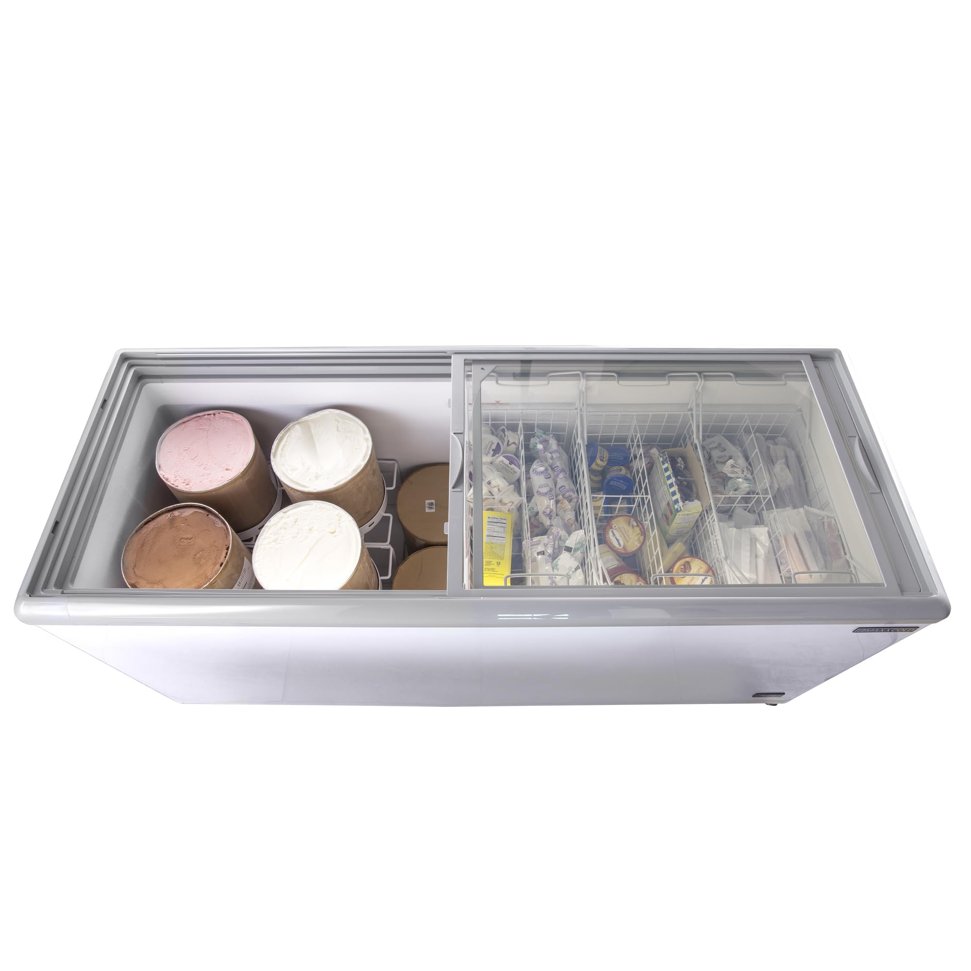 Maxx Cold MXDC-12 Commercial Ice Cream Dipping Cabinet Freezer with Curved Glass, Holds up to Twenty Two (22) Flavor Tubs, 70-Inch, White
