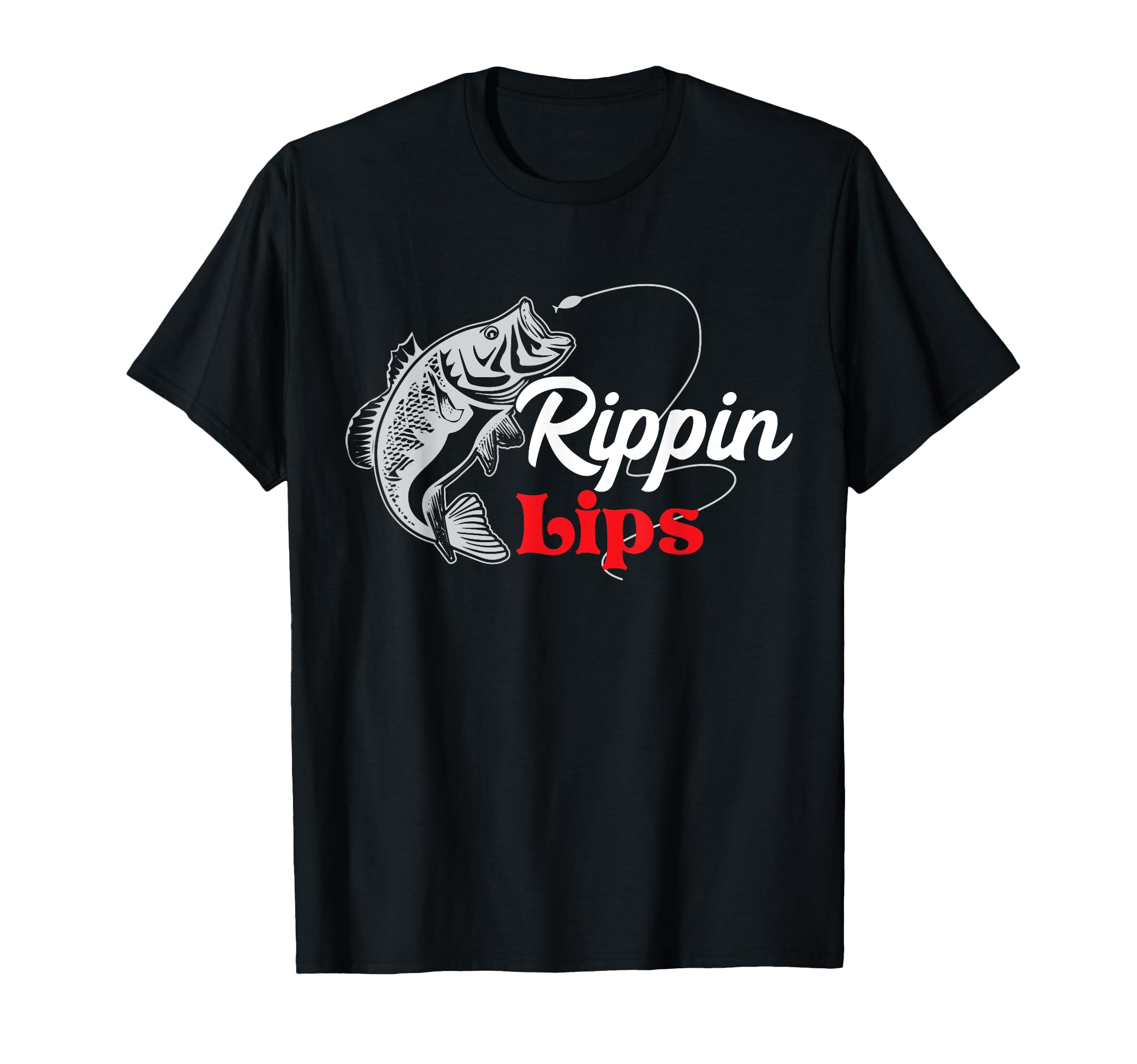 Rippin Lips Bass Fishing Fisherman Fish Rod Angling T-Shirt