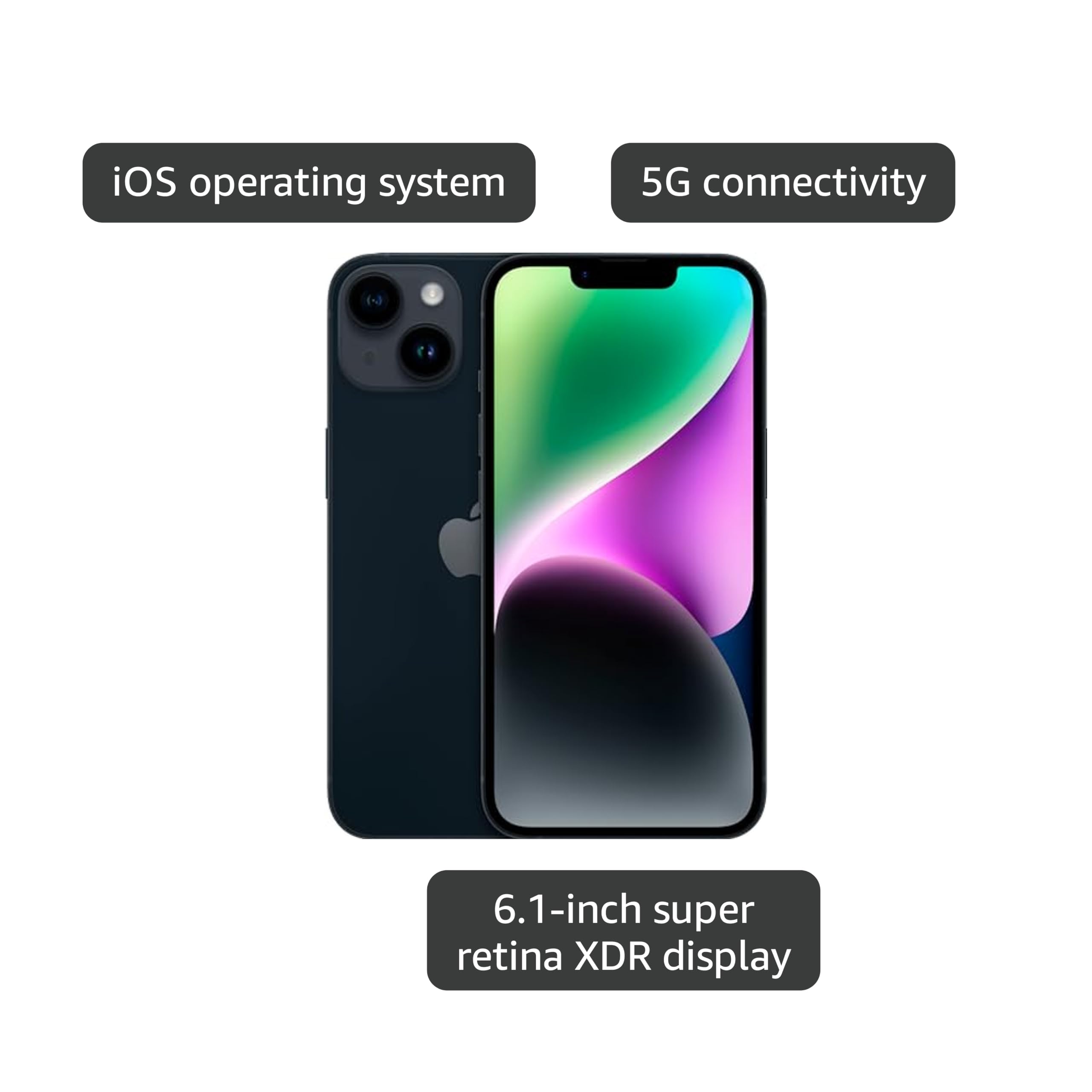 Apple iPhone 14, US Version, 128GB, Midnight for T-Mobile (Renewed)