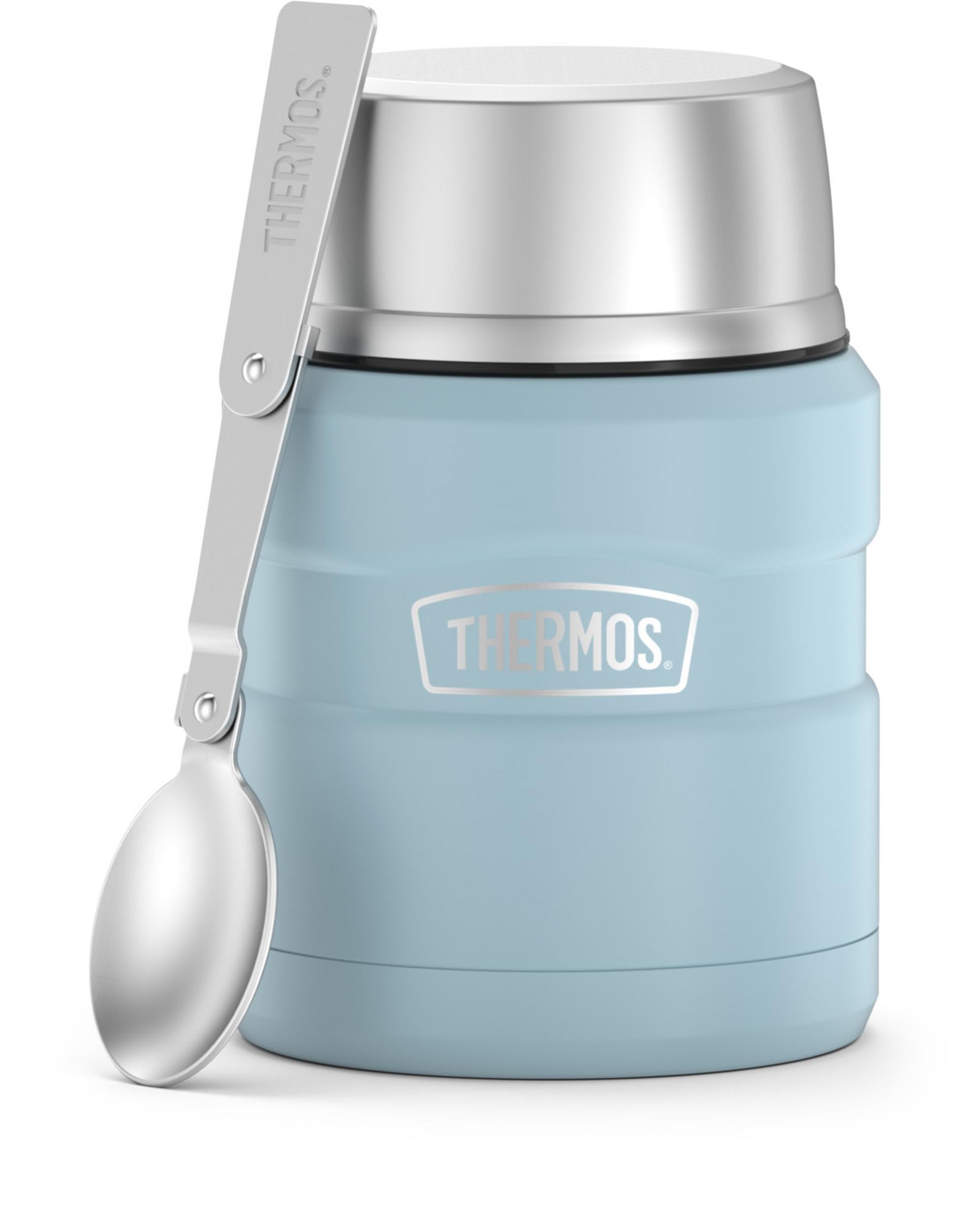 THERMOS ICON Vacuum-Insulated Food Jar with Spoon, 16 Ounce, Matte Powder Blue