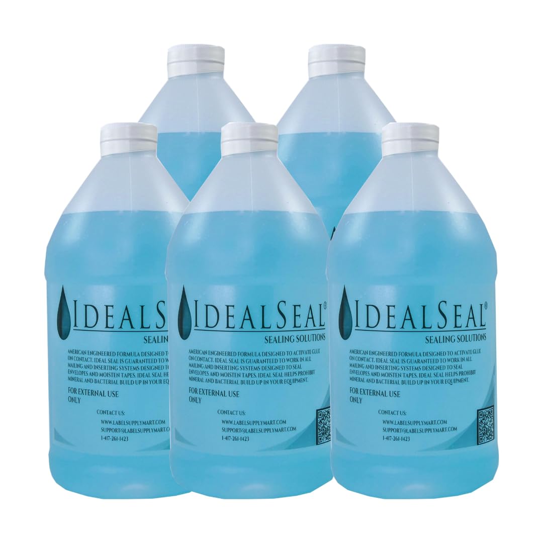 IdealSeal Envelope Liquid Moistener and Sealer - High-Efficiency, No-Mix Sealing Solution for Postage Machine and Mailing Systems - 64 oz