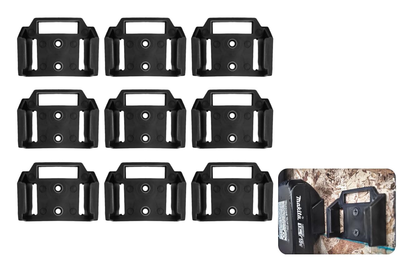 Commander Tool & Garage Organization | Makita Battery Holder Organizer | Locking Wall Mount Organizer and Slide-On Storage System for Makita Tools' Makita 18v Battery & 36v Battery (Black, Pack of 10)