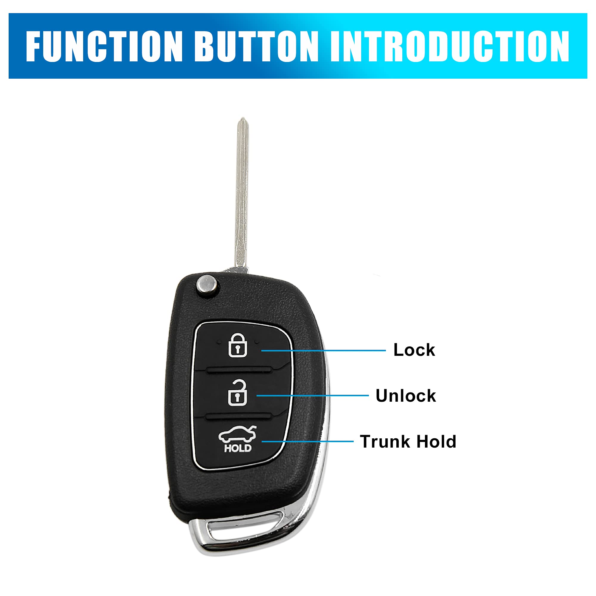 uxcell 3 Buttons Flip Folding Uncut Key Shell Remote Control Fob Clicker Case Replacement for Hyundai Santa Fe 2013 2015