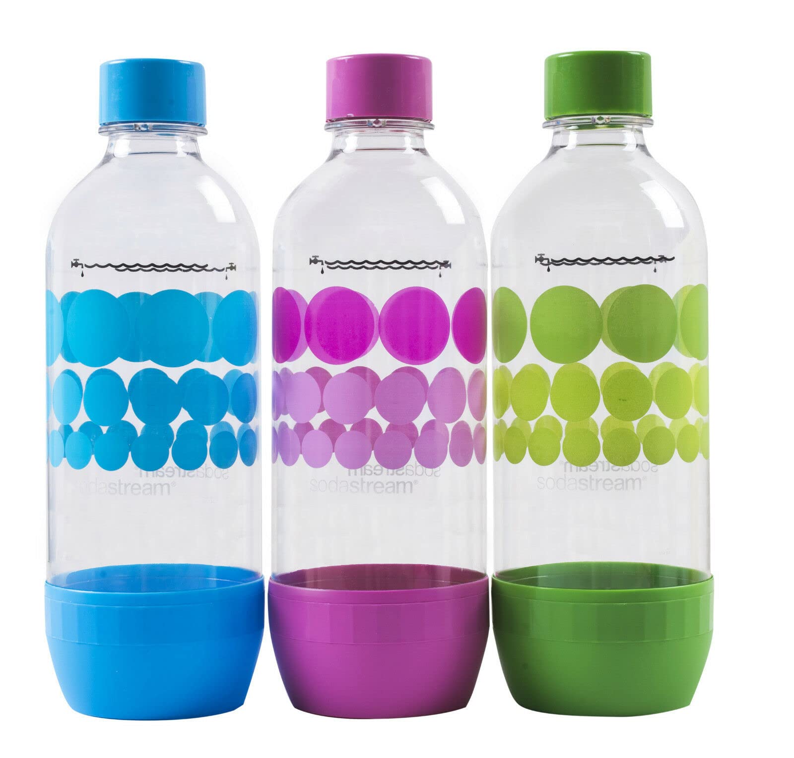 Soda Stream 3 Pack Original Sodastream Reusable Sparkling Water Carbonating Bottles 1L 1 Liter Bundle with Kidscare 14 inch Bottle Cleaning Brush