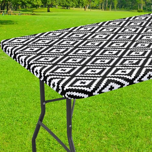 Smiry Rectangle Picnic Table Cloth, Waterproof Elastic Fitted Outdoor Tablecloths for 6 Foot Tables, Wipeable Flannel Backed Vinyl Table Cover for Camping, Dining and Indoor (30"x72", Teal)