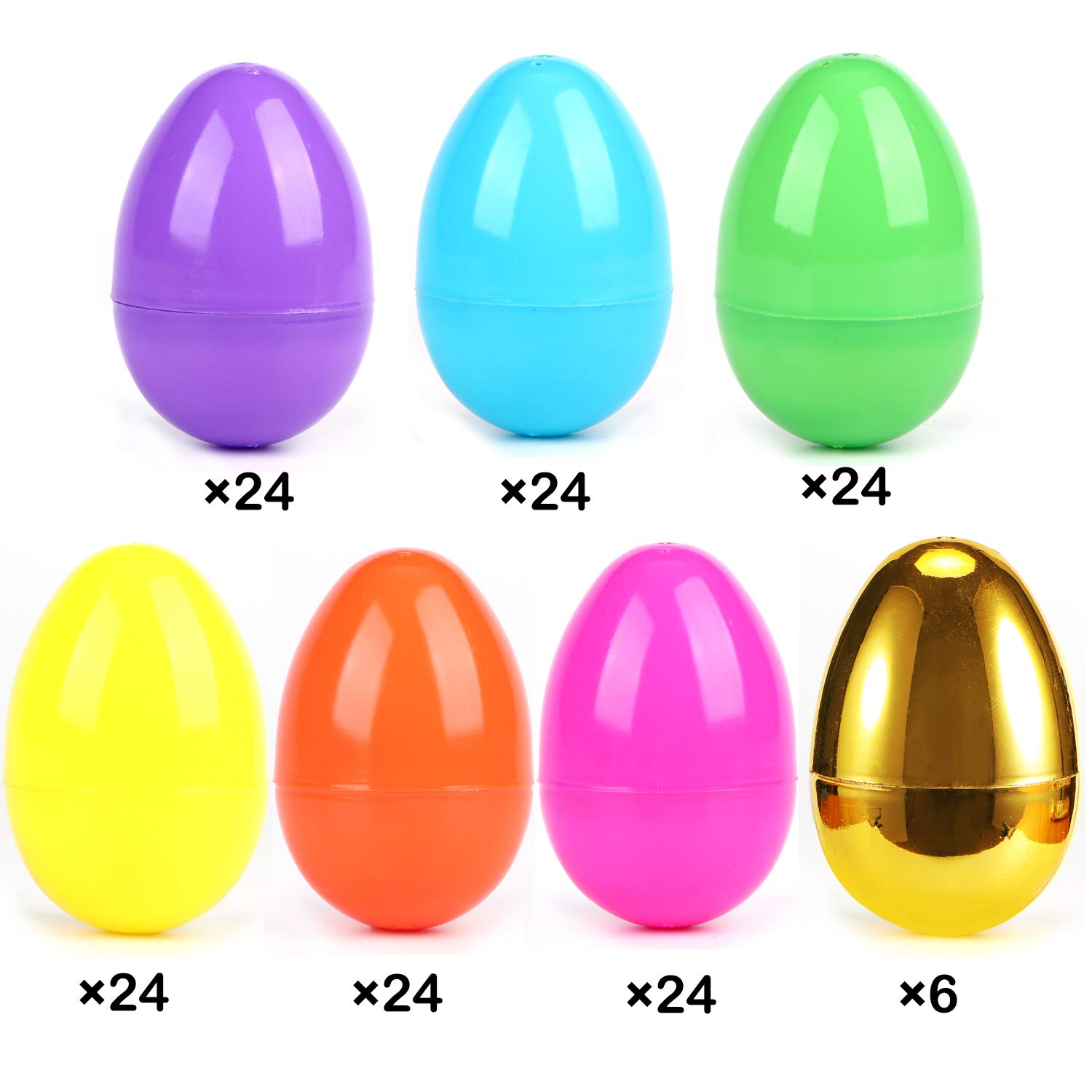 GABOSS Jumbo Bright Plastic Easter Eggs - 3.15'' Include 6 Golden Eggs,for Easter Basket Stuffers Fillers,Theme Party Favor,Classroom Prize (3.15 in) 150 Pieces