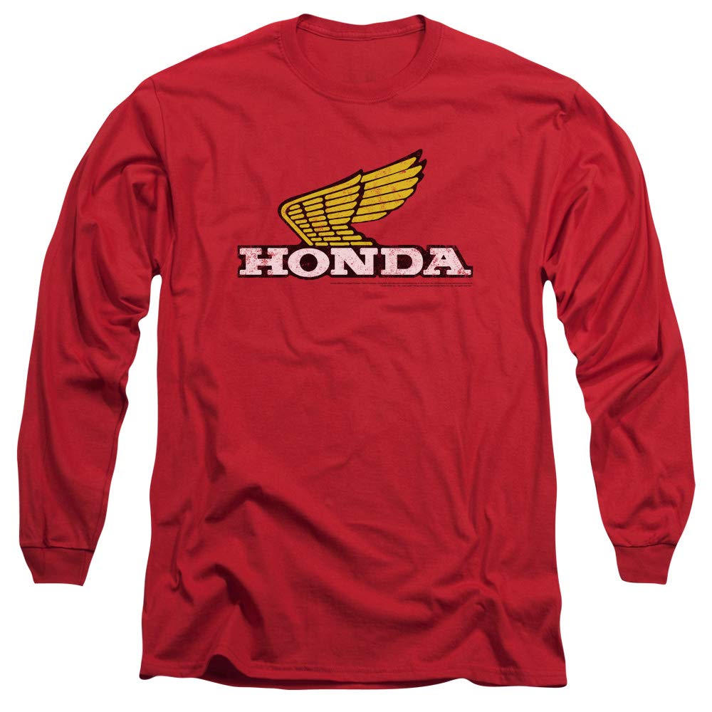 Honda Yellow Wing Logo Unisex Adult Long-Sleeve T Shirt for Men and Women, X-Large