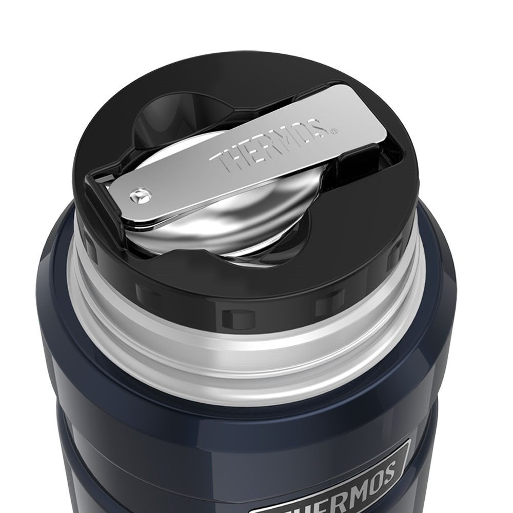 THERMOS Stainless King Vacuum-Insulated Food Jar with Spoon, 16 Ounce, Midnight Blue