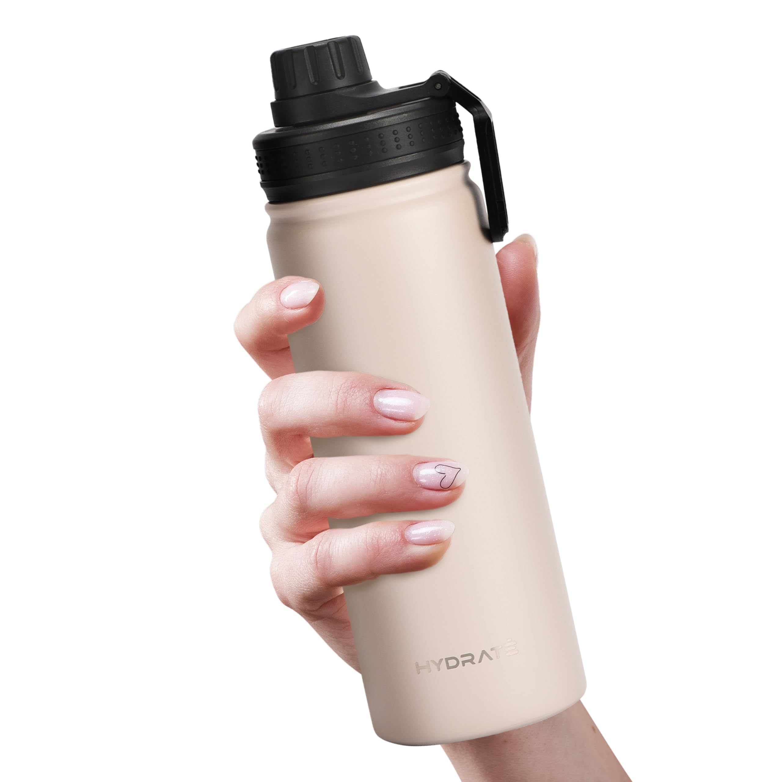 HYDRATE Bottles 17oz Stainless Steel Water Bottles - Leak Proof Water Bottles - Hot and Cold Water Bottle - Insulated Bottle - Leakproof Water Bottles - Reusable Thermal Bottles - Matte Taupe