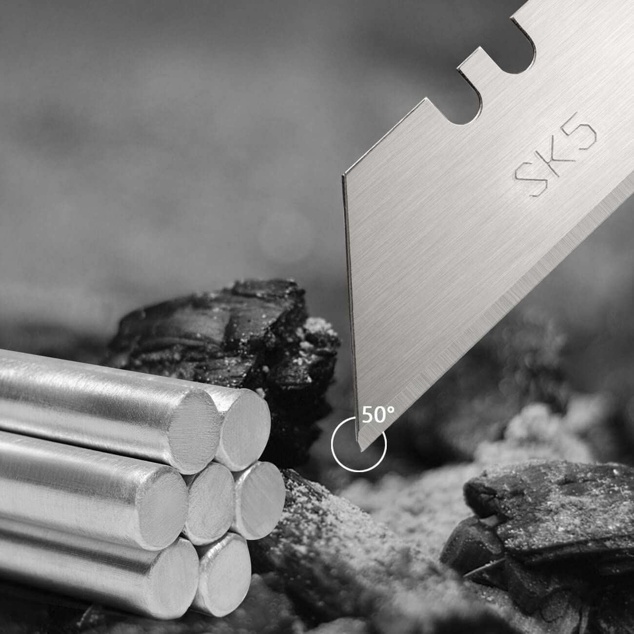 Utility Knife Blades/Box Cutter Blades/Replacement Blades/Razor BladesThicken SK5 Steel Standard Size 40-Pack & Dispenser