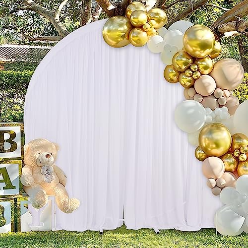 White Tulle Backdrop Curtain 5ft x 7ft Wedding Photo Drape for Backdrop 2 Layers Sheer Curtains for Baby Shower Birthday Party