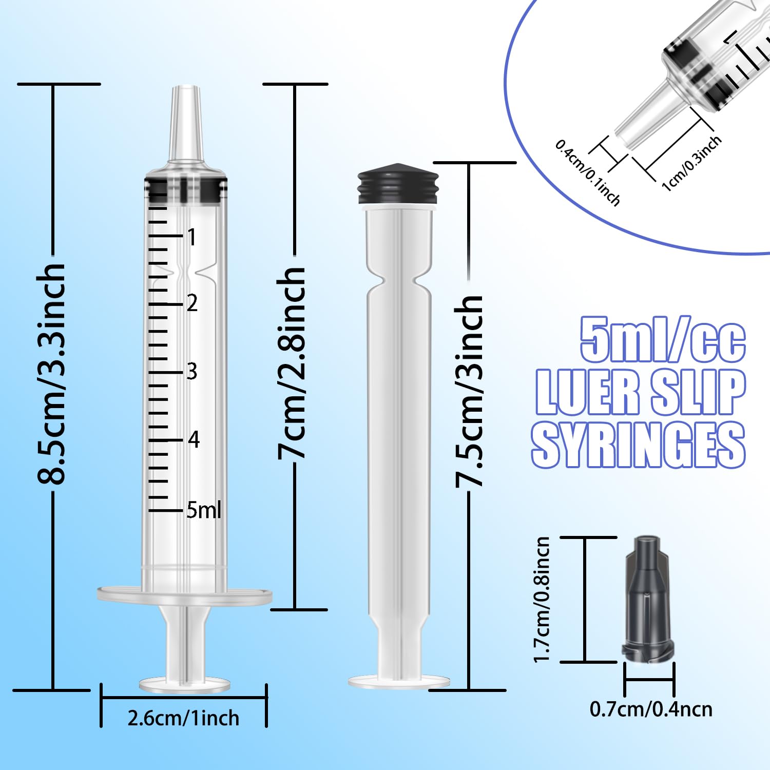 5ml Syringes with Caps (20 Pack)