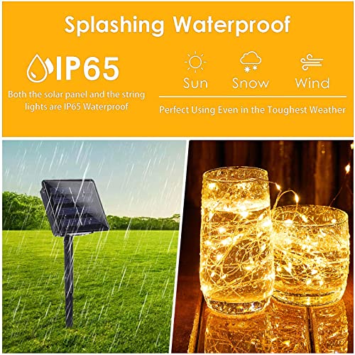 BHCLIGHT Solar String Lights Outdoor, 2-Pack 80FT 200 LED Solar Outdoor Lights, Waterproof Copper Wire 8 Modes Solar Fairy Lights for Garden Patio Tree Christmas Party Wedding Decor(Warm White)