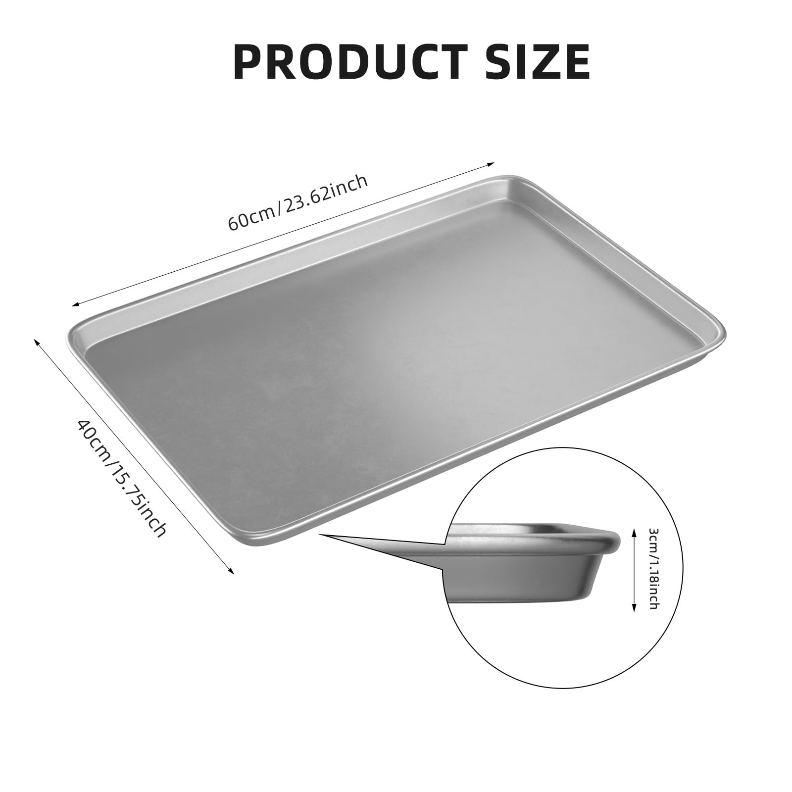 CROSSON 16× 24 Inch Cookie Sheet Pans Set of 12-Baking Tray Jelly Roll Pan Set Commercial Grade Aluminum Coated Statinless Steel Bun Pan for Oven,Freezer,Bakery Hotel Restaurant