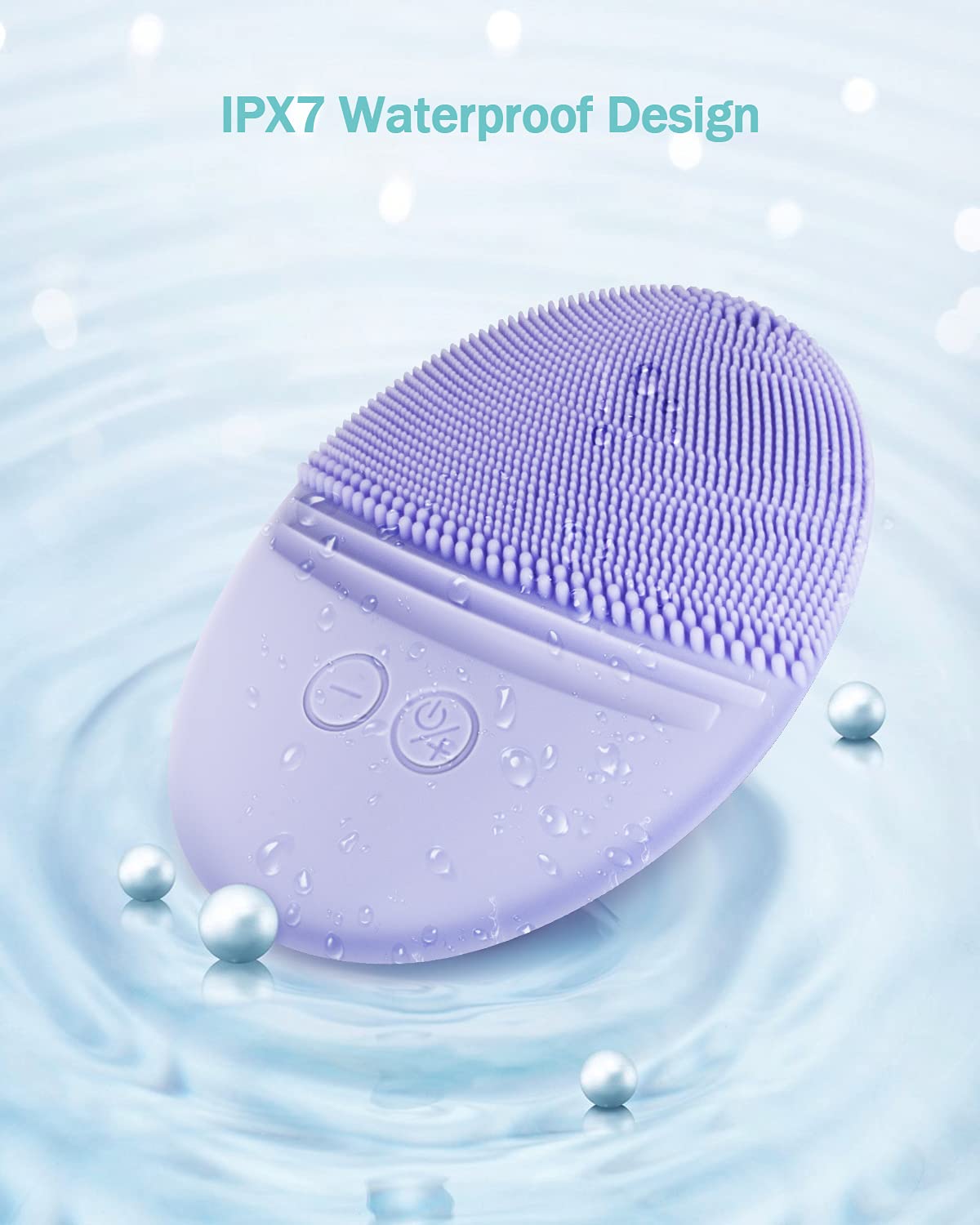 EZBASICS Facial Cleansing Brush Made with Ultra Hygienic Soft Silicone, Waterproof Sonic Vibrating Face Brush for Deep Cleansing, Gentle Massaging, Inductive Charging (Violet)1 Pack+5 Speed Settings