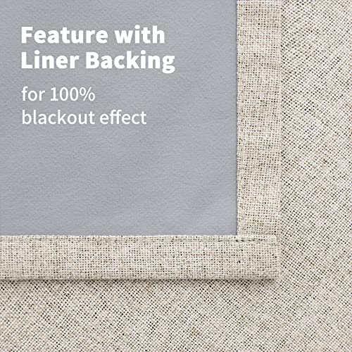 YoungsTex Light Green Linen Blackout Curtains 72 Inch Length for Bedroom, Full Room Darkening Thermal Insulated Window Drapes Light Blocking Panels for Living Room, 2 Panels, 52 X 72 Inch
