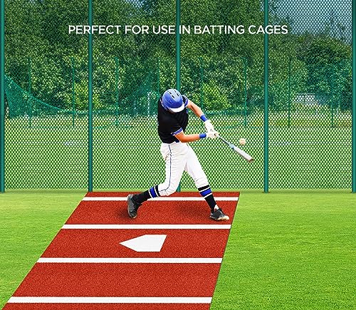 Batting Mat Baseball Hitting Mat Baseball Batting Cage Mat 12' x 6' Regulation Size Turf Batters Box Mat with Home Plate and Anti Fade Turf for Baseball Softball Training Indoor and Outdoor