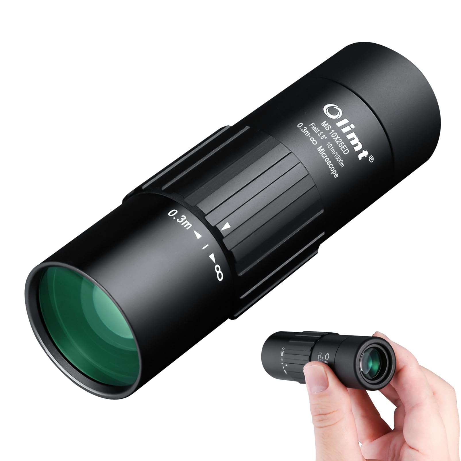 10x25 Monocular Telescope, Compact Mini Pocket Size Waterproof Fogproof for Bird Watching Hiking Camping, Black