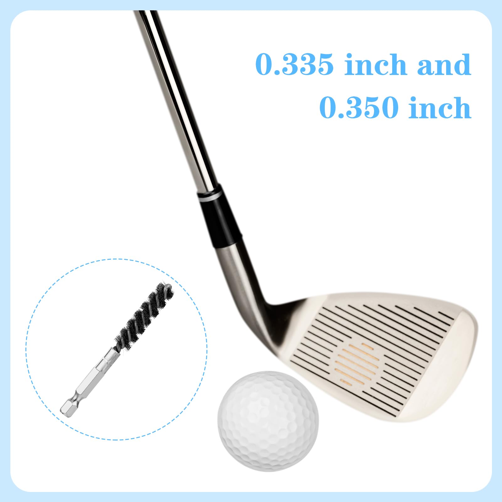 Teaaha 2PCS Golf Clubs Head Hosel Brush, Stainless Steel Golf Shaft Ferrules Brush Wire Bore Brush Hex Shank Handle Electric Drill Wire Brush for Deeply Clean Debris Dust Glue in Golf Club Hosel Holes