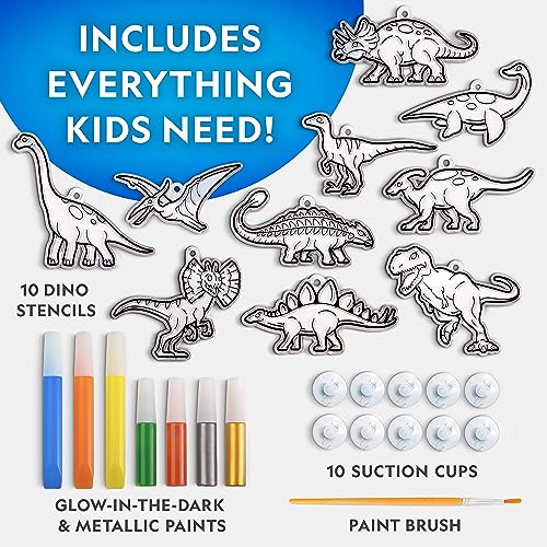 NATIONAL GEOGRAPHIC Kids Stained Glass Kit - Glow in the Dark Dinosaur Toys, Kids Arts and Crafts Set, Window Sun Catchers, Kids Activities, Kids Crafts Ages 4-8, Window Art Craft Kit, Suncatcher Kit