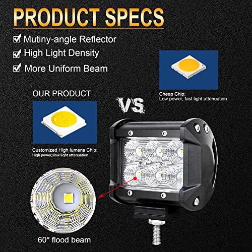 SKYWORLD 9 inch 54W Spot LED Work Light Bar Driving Pods Lights Fog Lamp for Off Road ATV SUV Trucks Tractor Boat 4x4 4Wd Vehicles 12V 24V