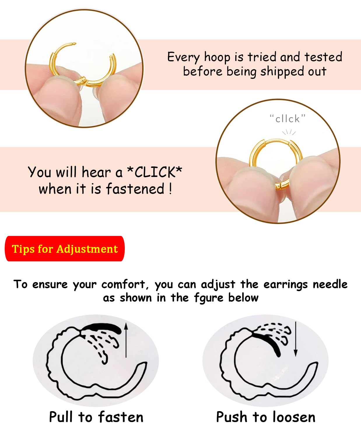 Small Gold Hoop Earrings for Women Men,14K Gold Plated in 316L surgical steel Hinge Huggie Hoop Earrings fit Helix, Rook, Earlobe Lightweight Hypoallergenic Earrings (1 Pair-8mm)