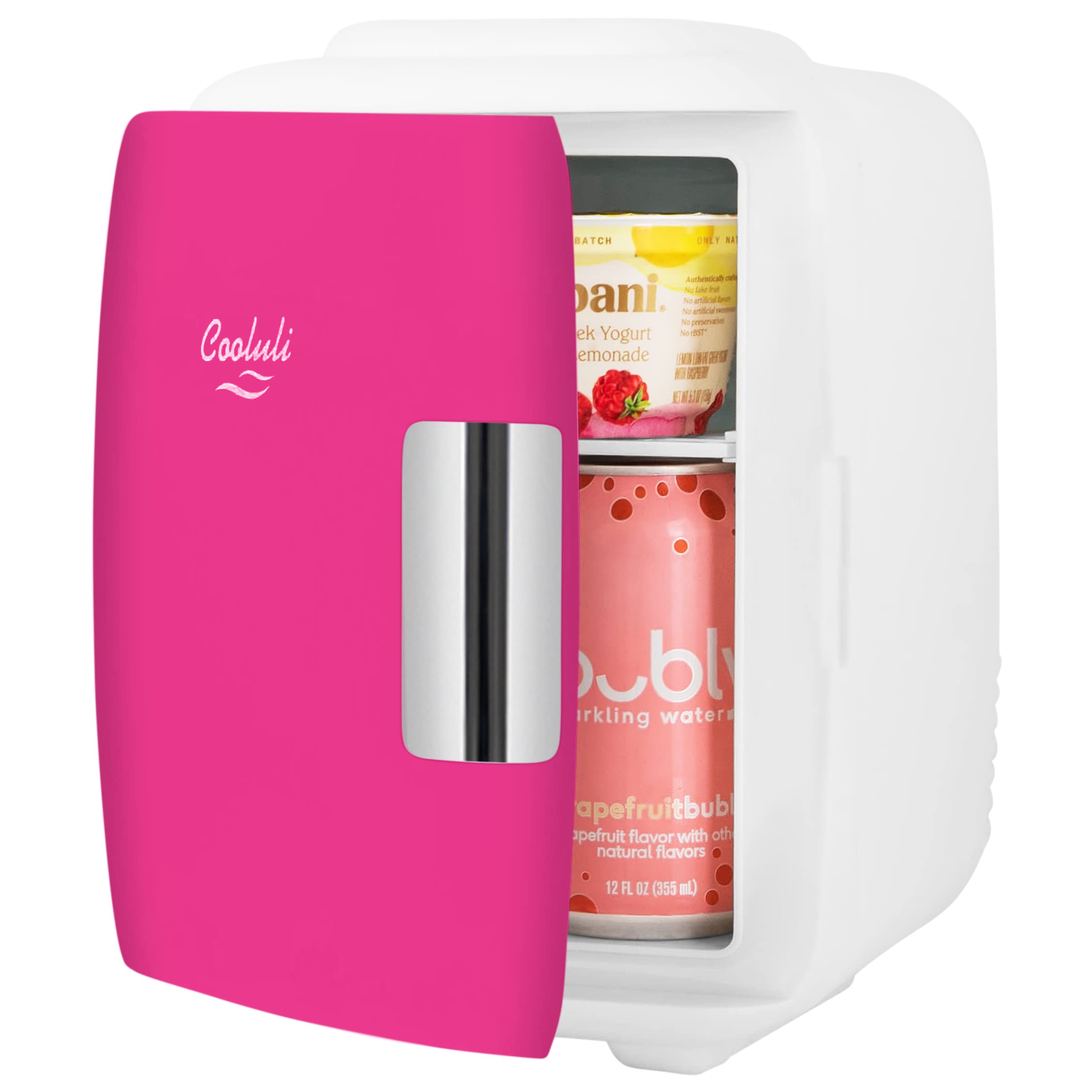 Cooluli Skincare Mini Fridge for Bedroom - Car, Office Desk & Dorm Room - Portable 4L/6 Can Electric Plug In Cooler & Warmer for Food, Drinks, Beauty & Makeup, 12v AC/DC & Exclusive USB, Fuchsia