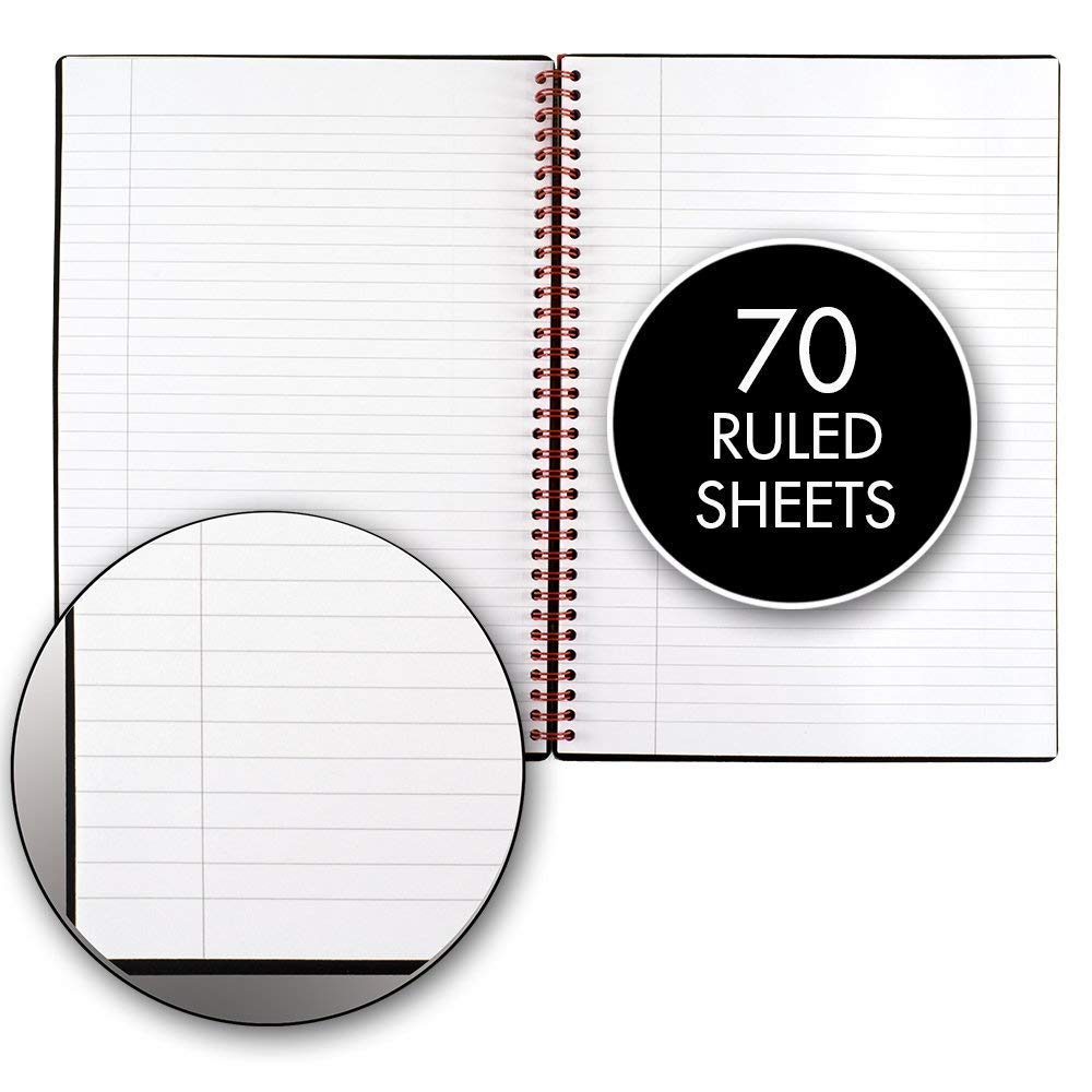 Black n' Red Twin Wire Poly Cover Notebook, 8-1/4 x 5-7/8 inches, Black/Red, 70 Ruled Sheets (C67009) (5)