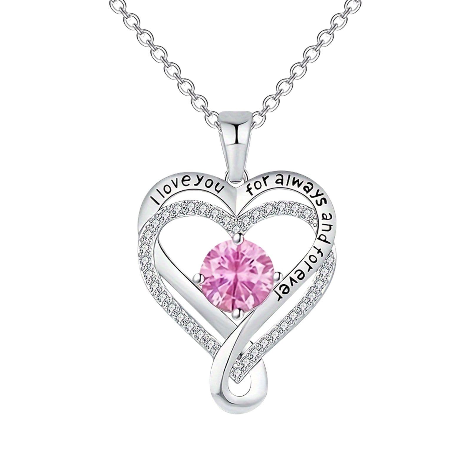 Open Box Deals Clearance in Warehouse Returns Womens Crystal Heart Infinity Necklace 925 Sterling Silver Dainty Rhinestone Pendant Hollow Chain Valentines Birthday Gift Prime of Deals