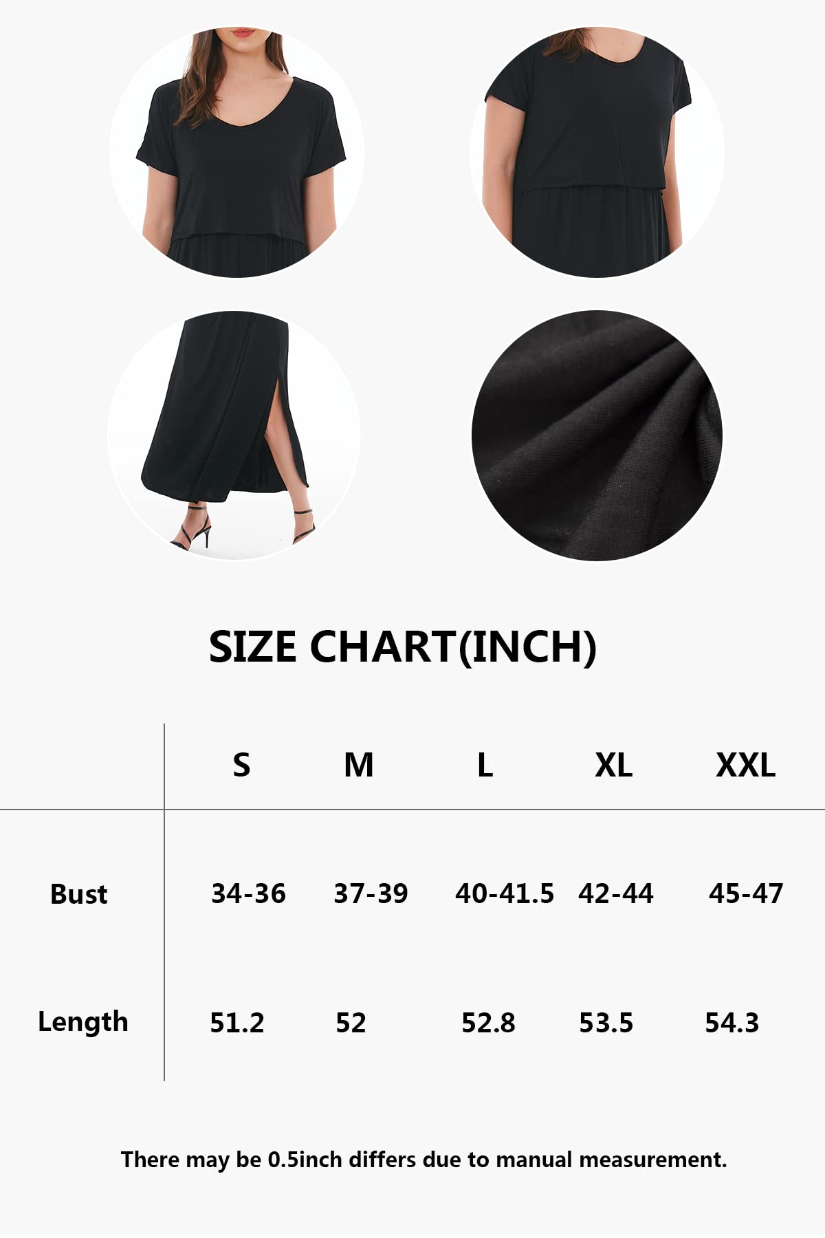 Smallshow Women's Maternity Nursing Dresses Split Long Dress for Breastfeeding Medium Black