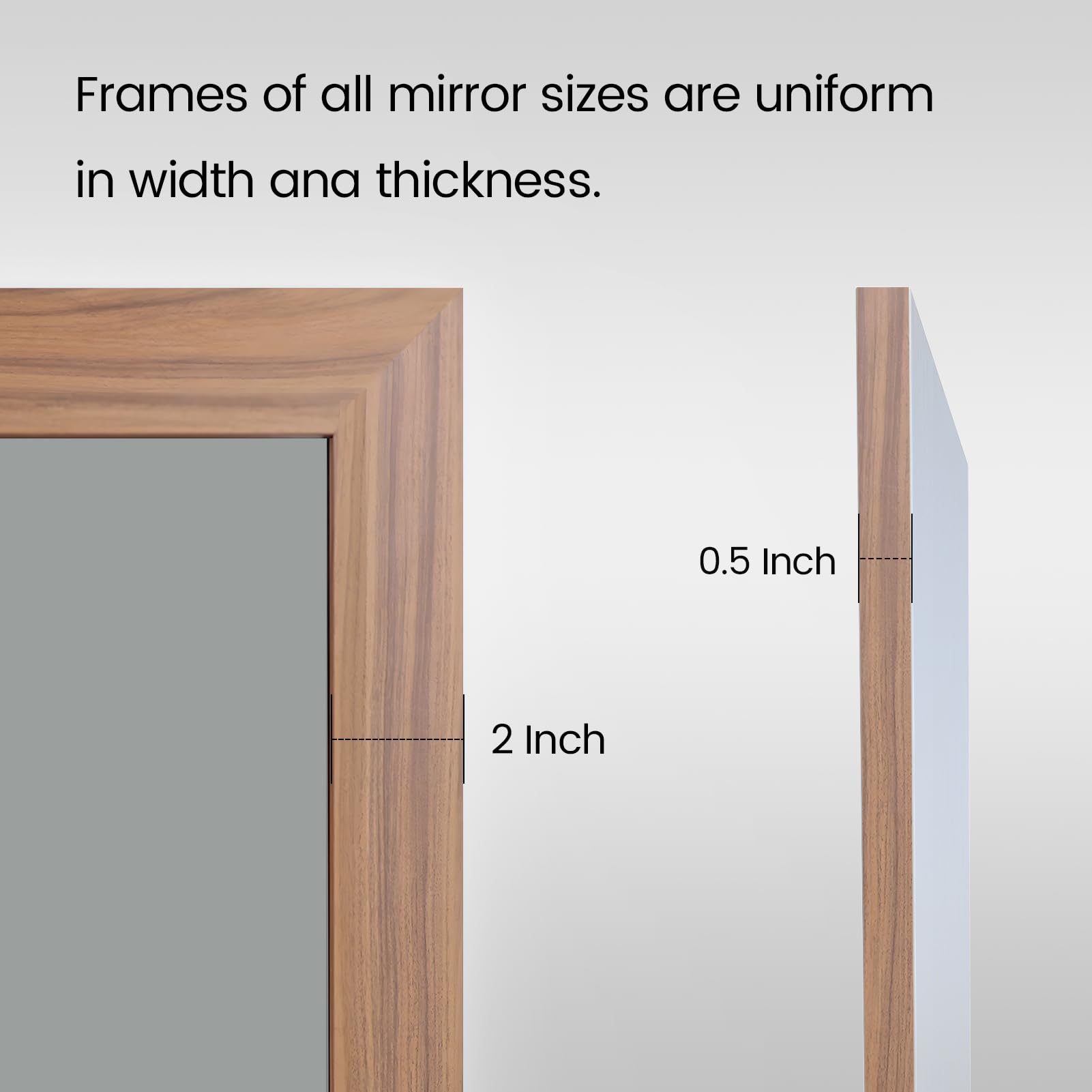 Amorho Bathroom Mirror, 20X30 Inch Wall Mirror, Walnut Wood Grain Metal Framed, Anti-Rust, Hang Horizontally/Vertically, Suitable for Bedroom, Farmhouse, Bathroom, Decorative