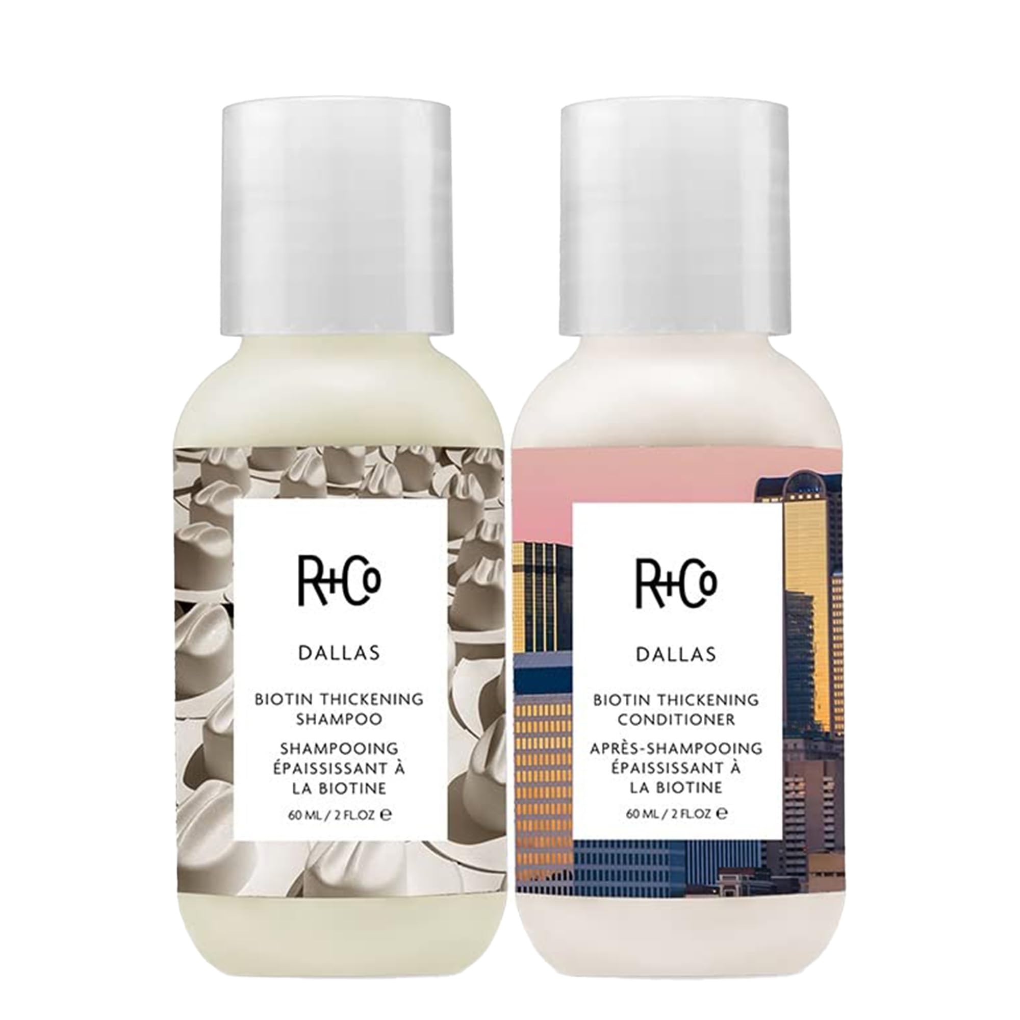 R+Co Dallas Biotin Thickening Shampoo & Conditioner Set + Travel Set | Thickens, Nourishes + Strengthens | Vegan + Cruelty-Free | Set of 4