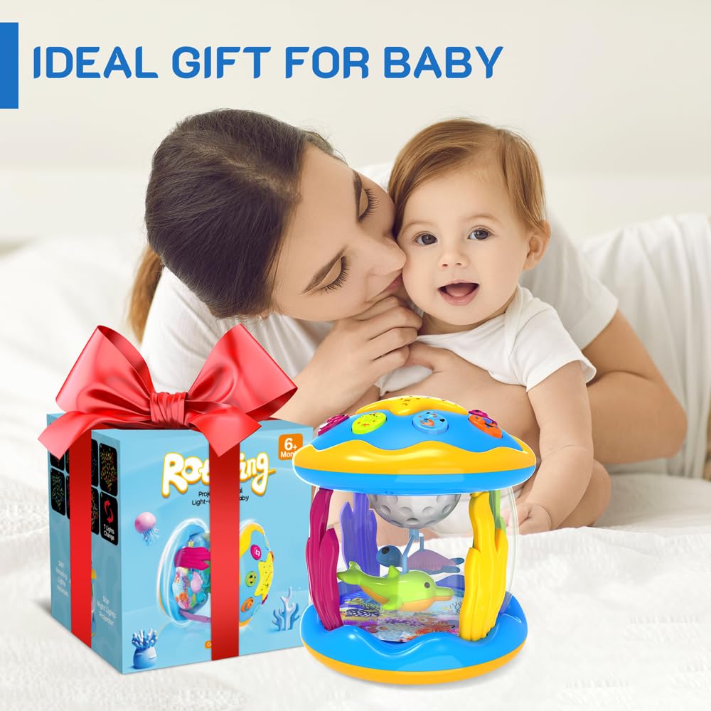 Baby Toys 6 to 12 Months - Musical Projector Rotating Light Up Toys, Tummy Time for Infant 12-18 Months, Learning Toys for Toddler 1 2 3 Years Old, Birthday Gifts for Boys Girls 0-3-6-9-12-18 Months