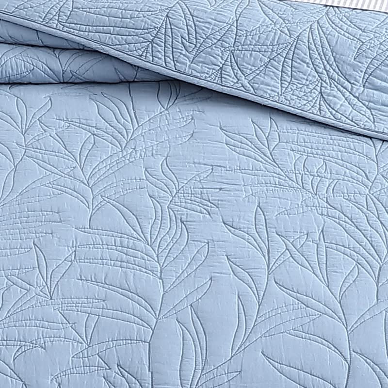 Tommy Bahama Home | Costa Sera Collection | Soft and Breathable, Quilt Bedpsread Coverlet Seasons, Pre-Washed for Added Softness, Twin, Blue