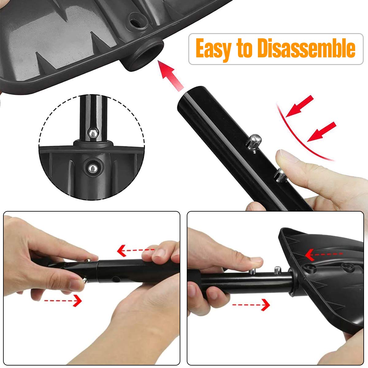 Snow Shovel, Snow Shovels for Snow Removal Heavy Duty Portable Sport Utility Detachable Shovel for Driveway Car Emergency Home Garden Camping Beach