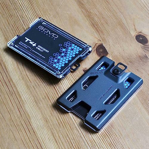 GOVO T4 Badge Holder No-Clip Version - Durable Polycarbonate ID Card Holder Holds 1 to 4 Cards (Black)