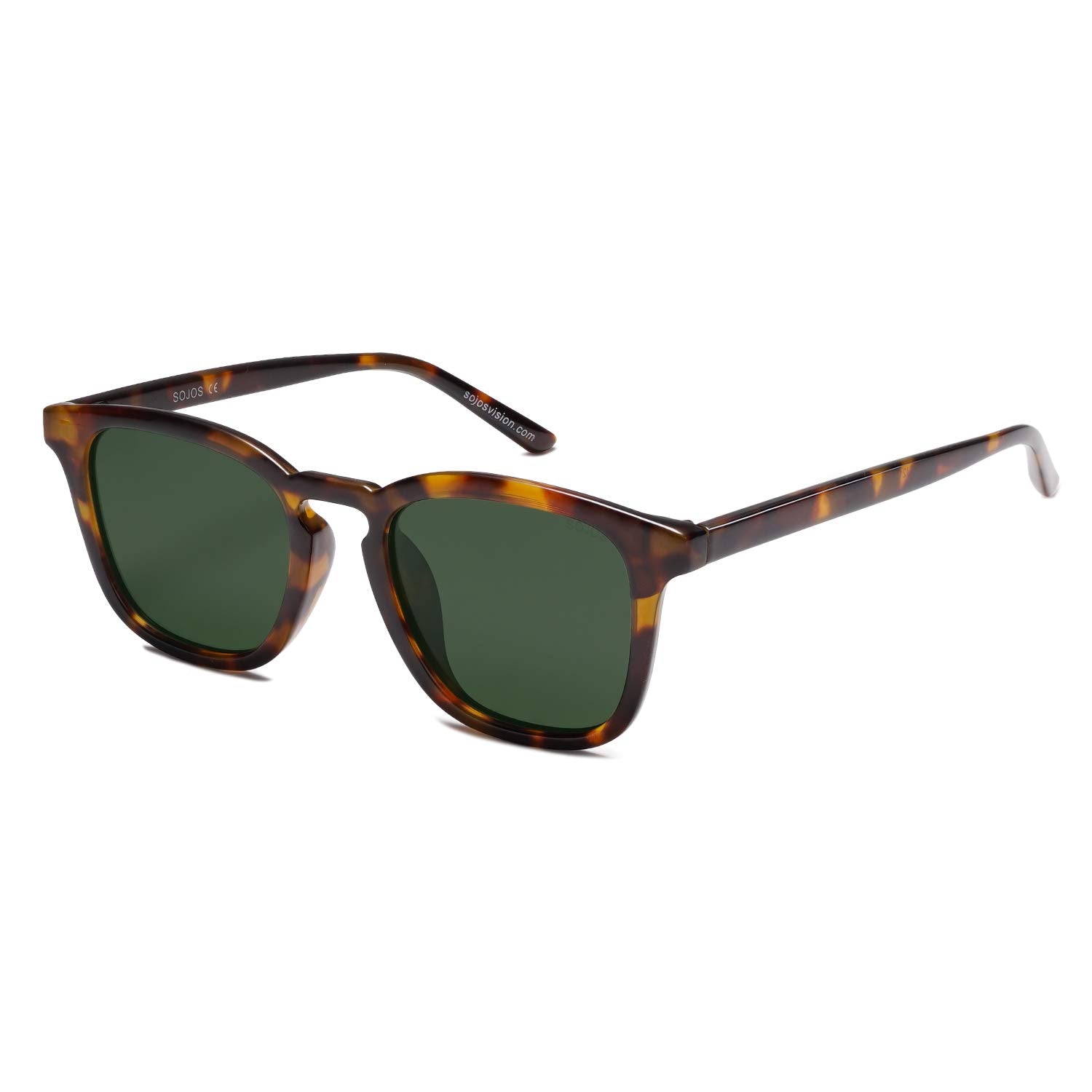 SOJOS Polarized Sunglasses for Women Men Classic Large Vintage Style Shades,Brown Tortoise/Green
